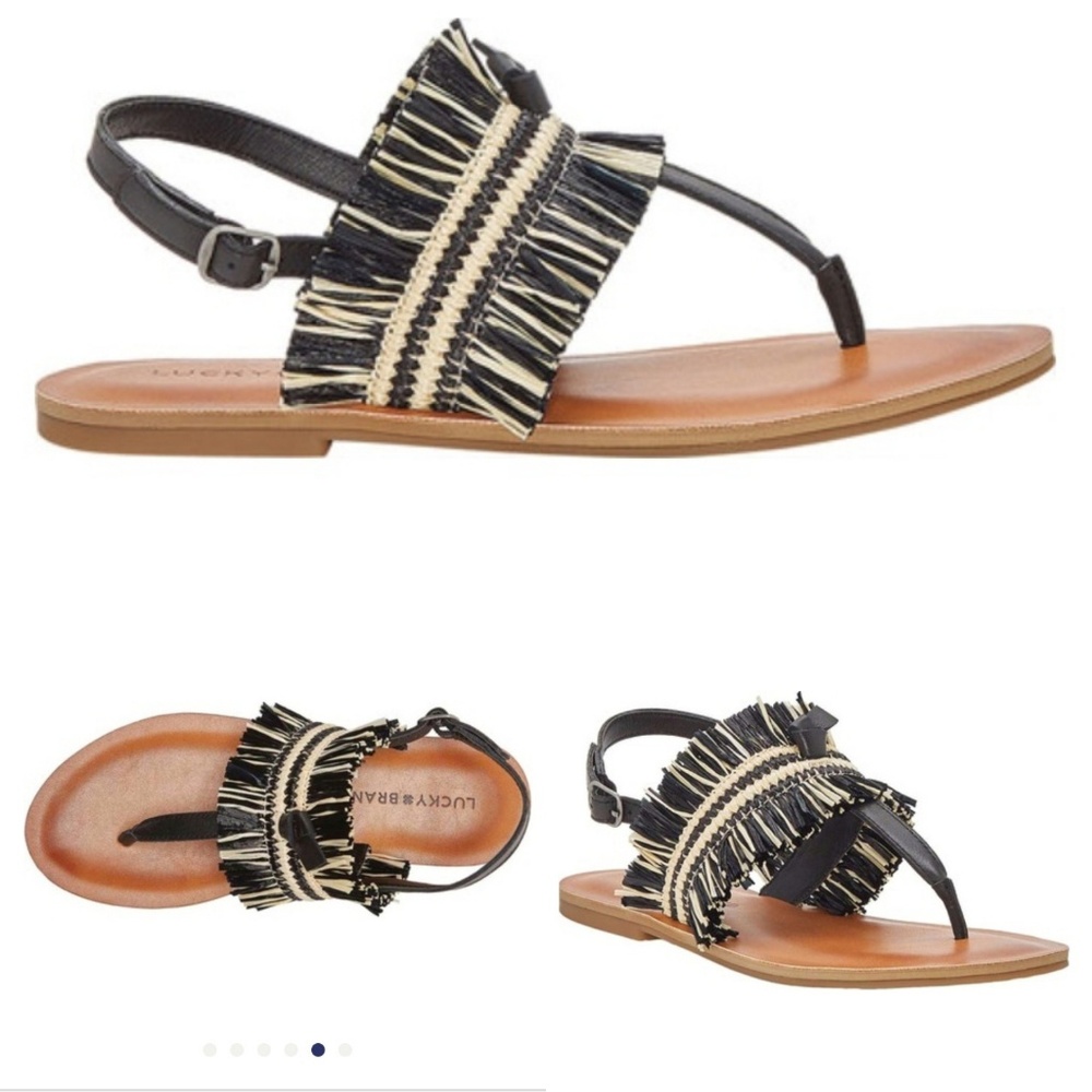 Lucky Brand ✦ Black & White Akerlei Sandals 8.5